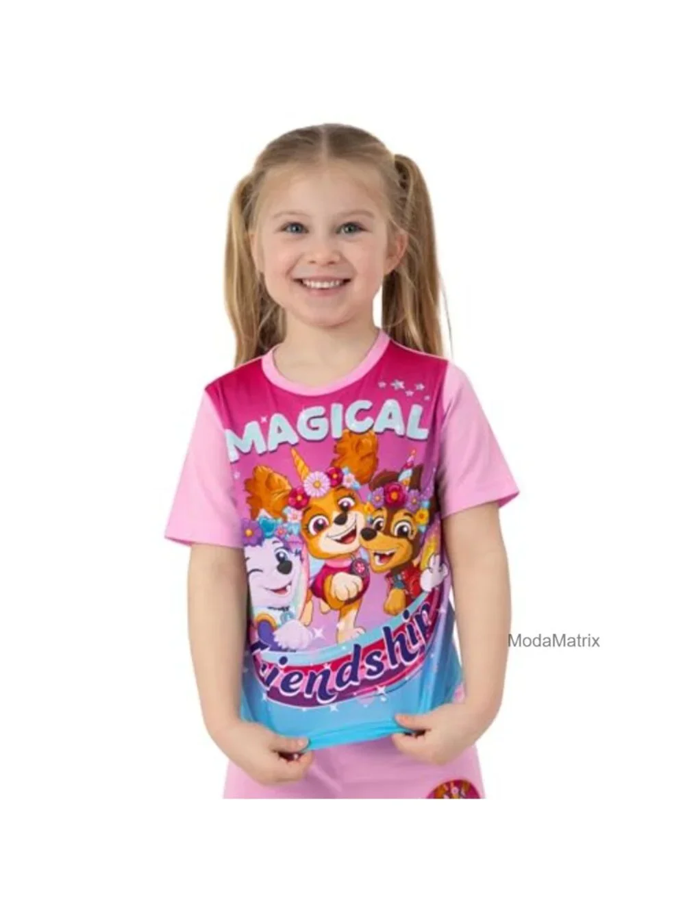 Girls Short Sleeve Pajama Set with Unicorn PAW Patrol Design